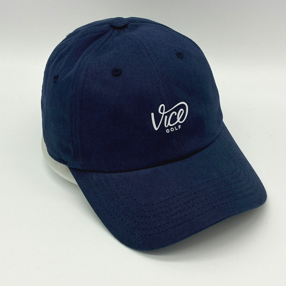 Vice Golf Hat Navy White Embroidered Strapback Preppy Classic Outdoors Resort